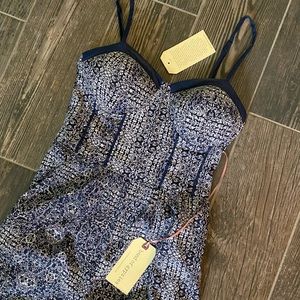 Navy blue and white pattern jumpsuit